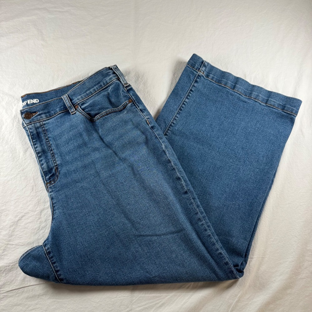 Lands' End Women's Plus Size 22W Blue Wide Leg High Rise Jeans